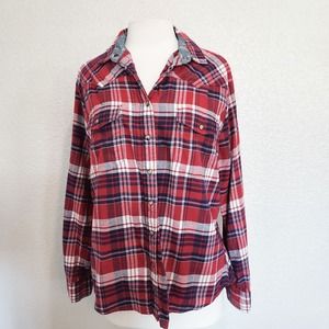 Jachs Girlfriend Red Plaid Button Down Size Large